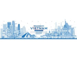 Vector Vietnam Skyline with Blue Buildings - KS868