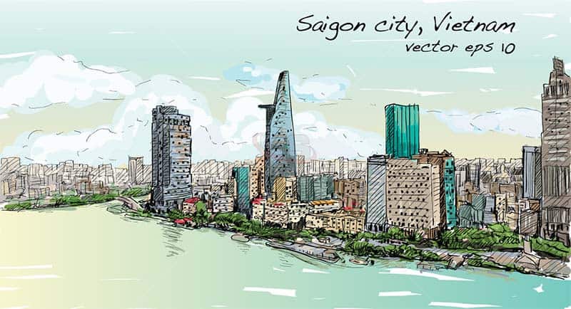 Vector Saigon, Vietnam tuyệt đẹp - KS1239