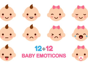 12 Baby Cute Emoticons Vector - KS2522