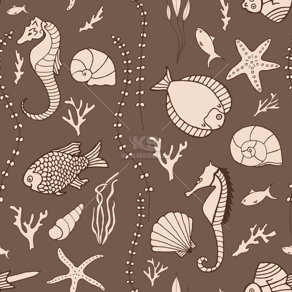 Pattern biển với các loài sinh vật biển - KS3183